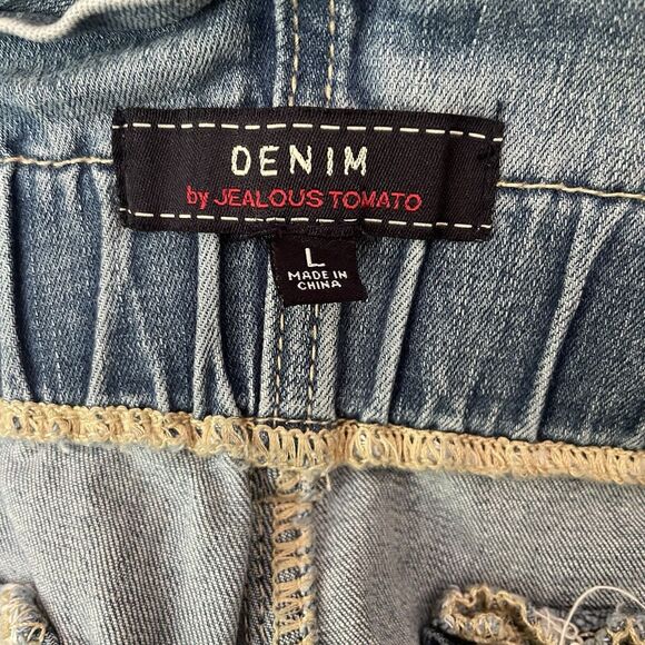 Jealous Tomato High Waist Ruffle Hem Bell Bottom Flare Jeans Tall Stretch Large - Picture 8 of 9